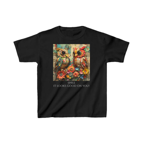 Kids Heavy Cotton Tee - Floral & Art - Smile, It Looks Good on You!