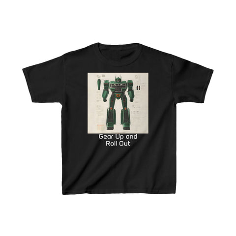 Kids Heavy Cotton Tee - Super Robot - Gear Up and Roll Out