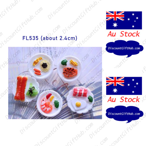 Dollhouse Miniature Accessories Mini Resin - Meal on plate x 2 (model FL535)