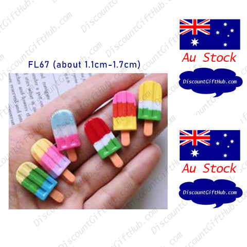 Dollhouse Miniature Accessories Mini Resin - Rainbow Fruity Ice Pop x 4 (model FL67)