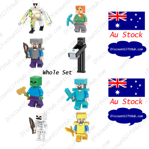 8pcs MineCraft Mini Figurines for Building Block